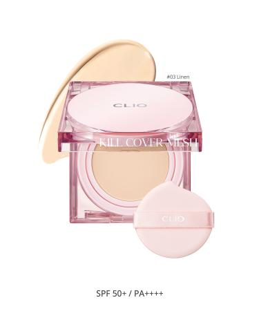CLIO Intense Moisture and Shine Cushion Kill Cover Mesh Glow Cushion Refill Spf50 Pa (3 LINEN)