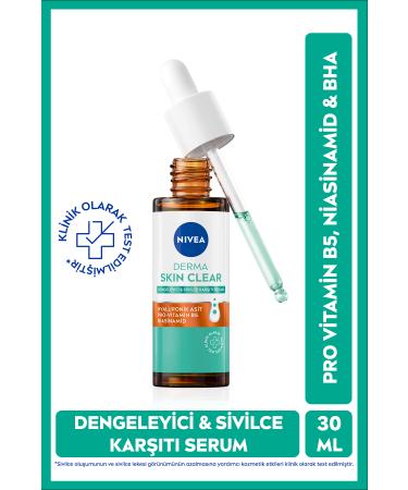 NIVEA Derma Skin Clear Balancing and Anti-Acne Serum 30ml Niacinamide Hyaluronic Acid Oily Skin