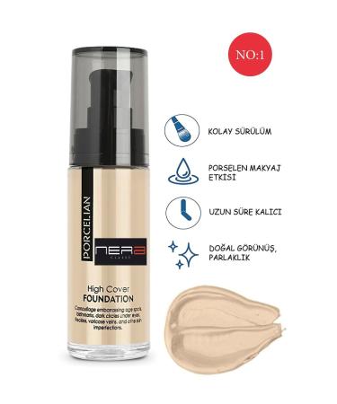 Nera Classy High Cover High Coverage Effective Porcelain Foundation No1- Porcelain Foundation 30gr