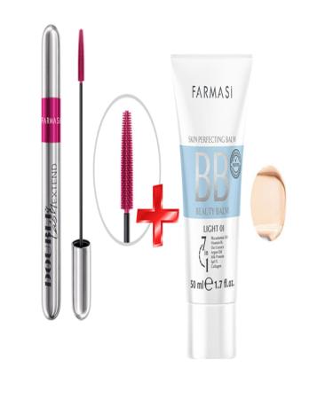 Farmasi Double Lash Extend Double Effect Mascara + Bb Cream Light 50 Ml 01 (Set of 2)