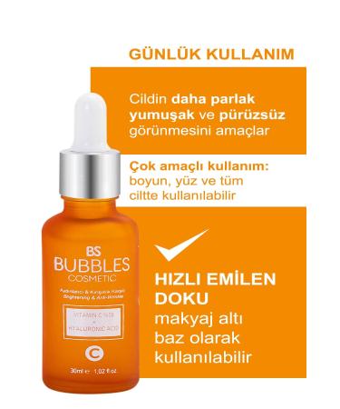 bs bubbles cosmetic C Vitamin Serum Brightening and Anti-Wrinkle 30ML - Buy Online on GoSupps.com