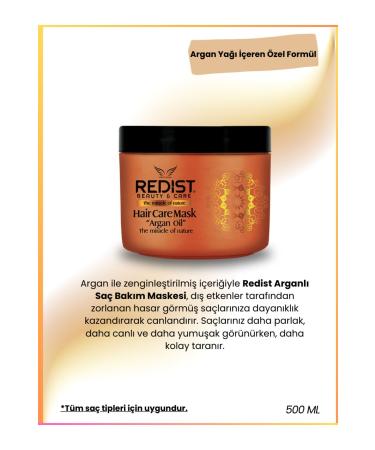Redist Argan Oil Hair Care Mask for Dry and Damaged Hair 500 ml