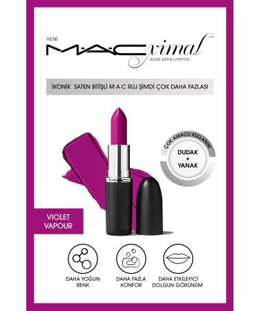 Mac Lipstick with a Nourishing Satin Finish That Gives an Impressively Plump Look-VIOLET VAPOUR 3.5GM