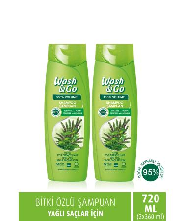 WASH&GO Herbal Essence Shampoo 360 ml x2 Pieces