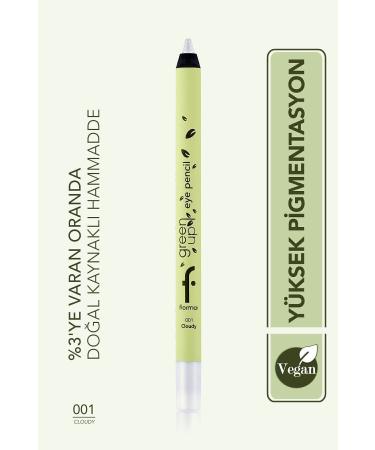 Flormar Long-Lasting Intense Pigment Green Up Matte Finish Vegan Eye Pencil-001 Cloudy- 8682536079662