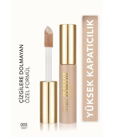 Flormar Natural Finish Concealer (COLD UNDERTONE) - Stay Perfect Concealer - 005 Beige - 8682536085526