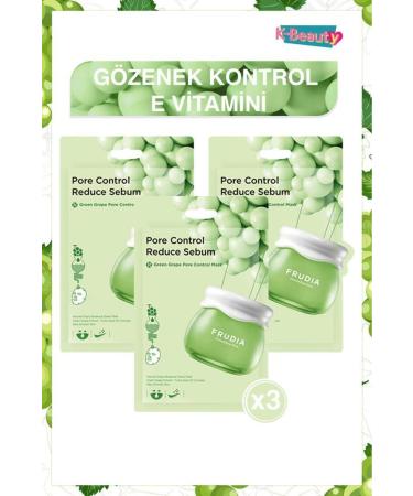 Frudia Green Grape Pore Control Face Mask 3 Pieces