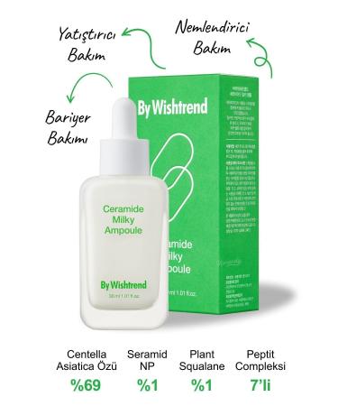 By Wishtrend Ceramide Milky Ampoule (KORENDY) Barrier Protective Balancing Centella And Peptide Ampoule 30ml