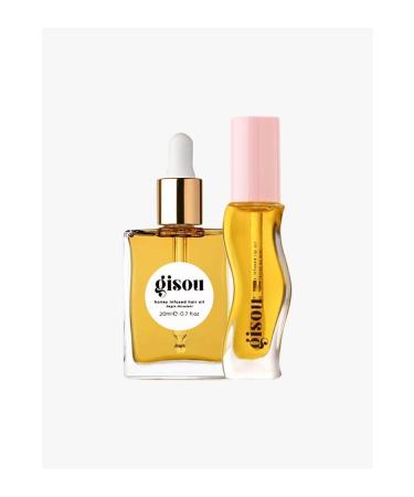 gisou Ultimate Glow Duo - Hair and Lip Oil Set for Healthier Shinier Hair and Lips (20 ml + 8 ml)