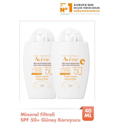Avene Mineral Fluide SPF 50+ Mineral Filter High Protection Sunscreen 40 ml x2 DK HairCenter