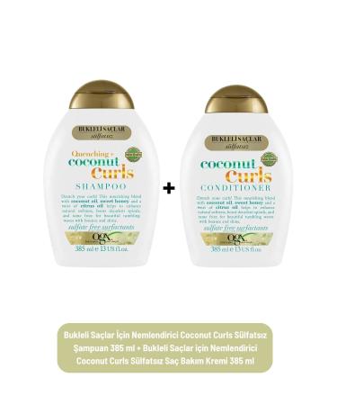 OGX Coconut Curls Sulfate-Free Shampoo + Sulfate-Free Conditioner Moisturizing for Curly Hair