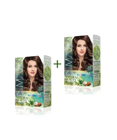 Heez 2 Pack Natural Beauty Ammonia Free Hair Dye 5.0 Light Brown