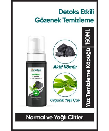 Himalaya Since 1930 Detoxifying Purifying Facial Cleansing Foam Activated Charcoal Green Tea Normal/Oily Skin 150 Ml