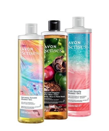 Avon Senses Getaway Dreams Pink Sands and Spiced Pepper Shower Gel Pack