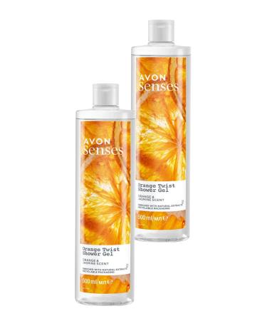 Avon Senses Orange Twist Orange and Jasmine Scented Shower Gel 500 Ml. Set of Two