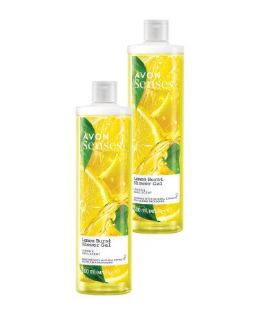 Avon Senses Lemon Burst Lemon and Basil Scented Shower Gel 500 Ml. Set of Two