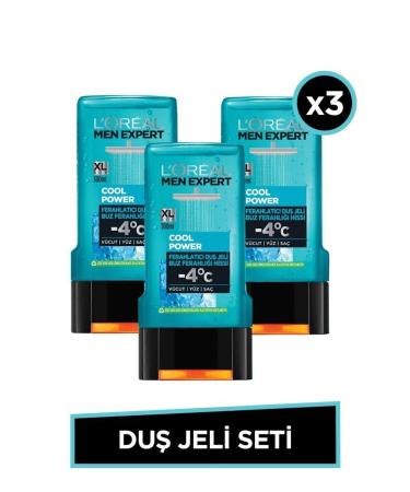 L'Oreal Paris Men Expert Cool Power Ice Fresh Refreshing Shower Gel 300ml Set of 3