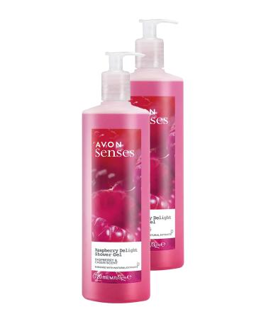 Avon Raspberry Delight Raspberry and Blackcurrant Scented Shower Gel 720 Ml. Set of Two