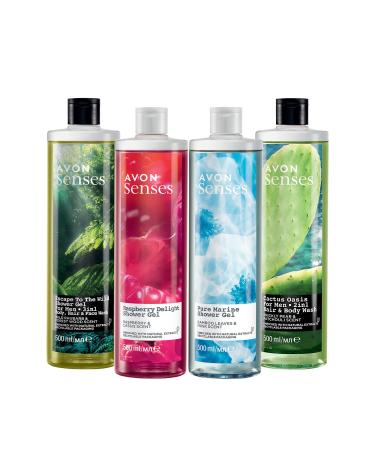 Avon Senses Raspberry Blackcurrant Bamboo Leaf Musk Pear Patchouli and Rhubarb Forest Scented Shower Gel Pak