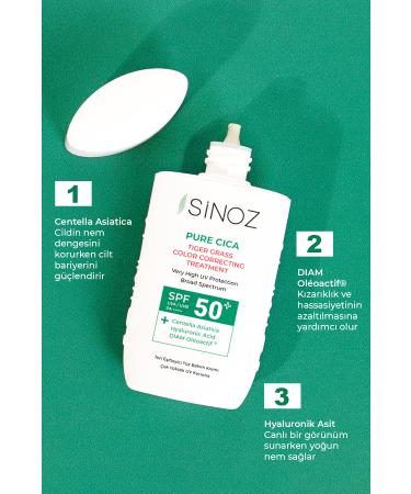 Sinoz Pure Cica Instant Tone Equalizing and Repairing Face Care Cream - New Generation Mineral Sun Filter Spf50 - Buy Online on GoSupps.com