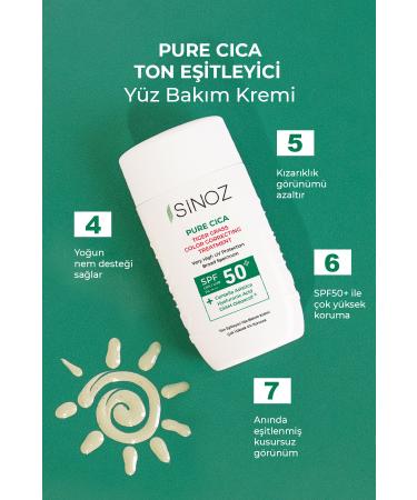 Sinoz Pure Cica Instant Tone Equalizing and Repairing Face Care Cream - New Generation Mineral Sun Filter Spf50 - Buy Online on GoSupps.com