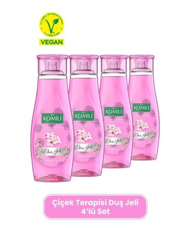 Komili Flower Therapy Vegan Shower Gel Set of 4 - Spring Flowers Scented - 4 X 500 ML
