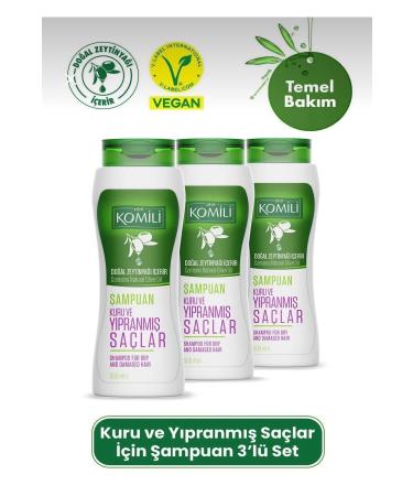 Komili vegan basic care shampoo for dry and damaged hair set of 3 3x500 ml