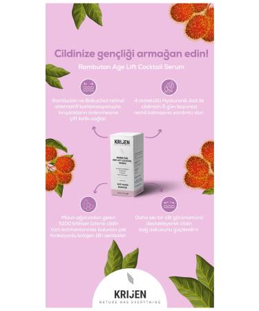 Krijen Rambutan Age Lift Cocktail Serum | Acetyl HexaPeptide-8 3% + Bakuchiol 2% + Mahogany Tree Extract - Buy Online on GoSupps.com