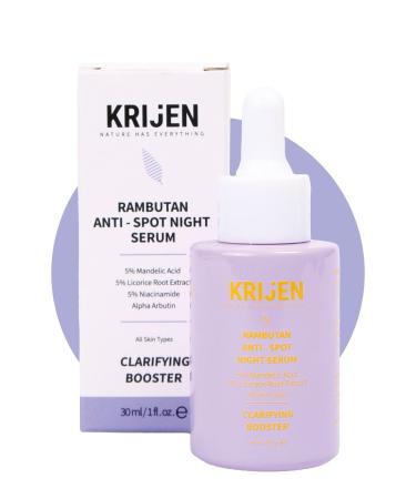 Krijen Rambutan Anti-Spot Skin Tone Equalizing Night Serum | 5% Mandelic Acid + 5% Licorice Root Extract - Buy Online on GoSupps.com