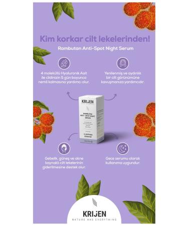 Krijen Rambutan Anti-Spot Skin Tone Equalizing Night Serum | 5% Mandelic Acid + 5% Licorice Root Extract - Buy Online on GoSupps.com