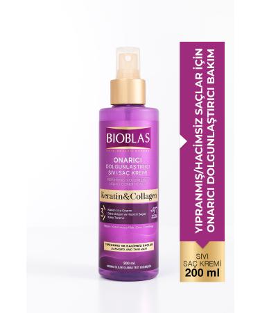 Bioblas Liquid Hair Conditioner Collagen Keratin 200 ml - Anti-Loss Volume & Plump