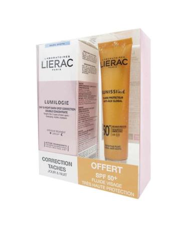 Lierac SUNISSIME SPF50 FLUID + LUMILOGIE DOUBLE CONCENTRATE COFRE