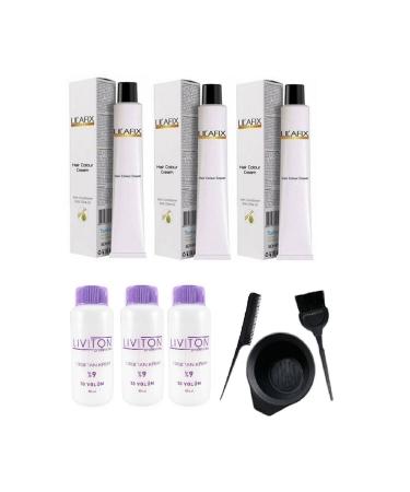 Lilafix 3 Pieces 6/37 Bronze Brown Cream Tube Paint 60 Ml + 3 Pieces Liviton Oxydant 60 Ml + Coloring Set