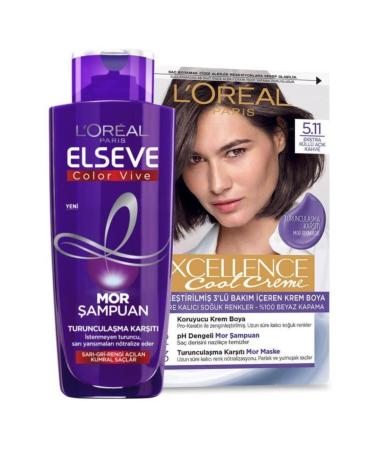 L'Oreal Paris Excellence Cool Creme 5.11 Elseve Purple Shampoo Set