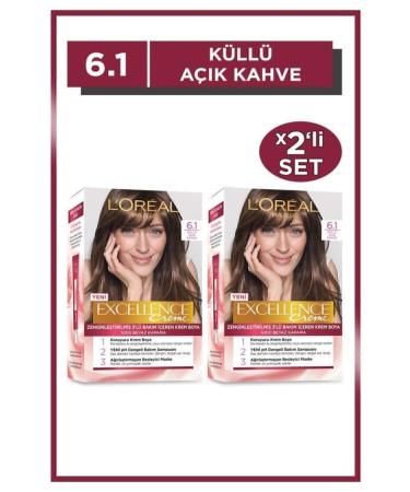 L'Oreal Paris Excellence Creme Hair Dye 6.1 Ash Light Brown 2-Piece Set