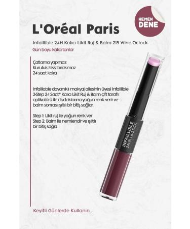 L'Oreal Paris Loreal Paris Infaillible 24H Lasting Liquid Lipstick & Balm 215 Wine Oclock - Buy Online on GoSupps.com