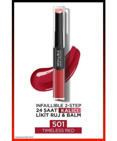 L'Oreal Paris L'or al Paris Infaillible 2-step 24 Hour Liquid Lipstick & Balm - 501 Timeless Red