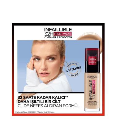 L'Oreal Paris L'or al Paris Infaillible 32h Fresh Wear Vitamin C Foundation - 130 True Beige - Buy Online on GoSupps.com
