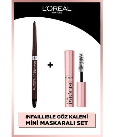 L'Oreal Paris Infaillible Automatic Gel Eyeliner - Brown & Mini Paradise Mascara 4.7 ML Makeup Set