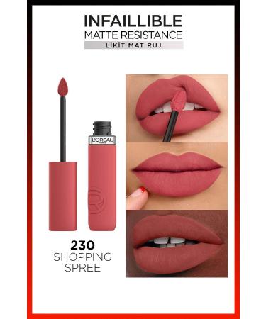 L'Oreal Paris Infaillible Matte Resistance Liquid Matte Lipstick - 230 Shopping Spree - Buy Online on GoSupps.com