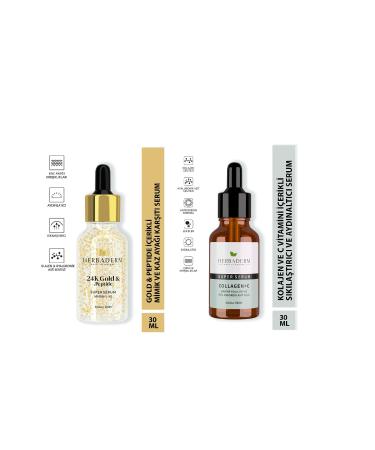 Herbaderm Super Serum Collagen+c Serum & 24k Gold Anti-Mimic and Crow's Feet 30 Ml Set