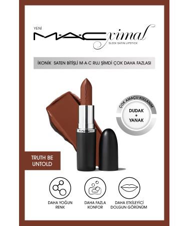 Mac Lipstick With Satin Finish That Smoothes With an Intensely Pigmented Formula -Truth Be Untold 3.5g