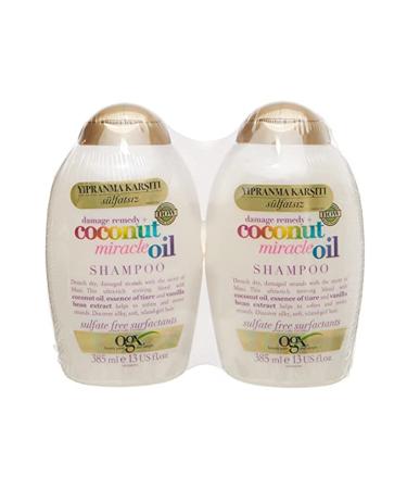 OGX Dry Damaged Hair Repairing Coconut Miracle Oil Shampoo 385 ml X2
