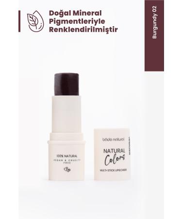 Bade Natural Lip & Cheek Burgundy 02 Multi-Purpose Stick 0 Natural - Buy Online on GoSupps.com