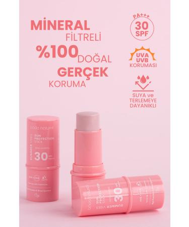 Bade Natural Pink 0 Mineral Filter and Natural Sunscreen Stick 30 Spf Calamine
