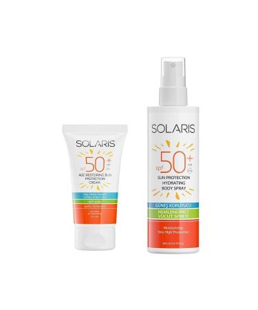 SOLARIS Anti-Aging Sunscreen for All Skin Types Spf 50 (50 ML) and High Protection Spray Spf 50