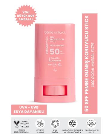 Bade Natural 50 SPF Tone Equalizer and Skin Brightener Pink High Protection Sunscreen Stick