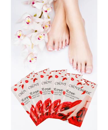 Xolo 5 Pieces Rose Oil Foot Pack Sock Type Foot Care Mask Repair Moisturizer XLM131