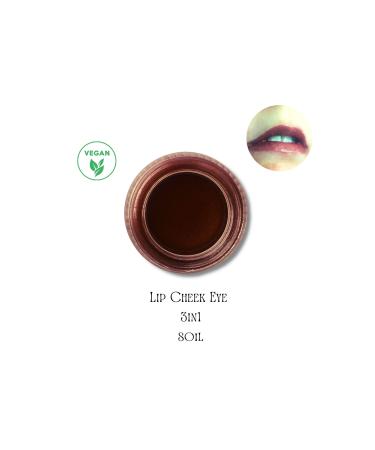 Mabinu Cosmetic Soil Lip Cheek Eye Vegan Cream Blush Lipstick Eyeshadow - Dark Brown