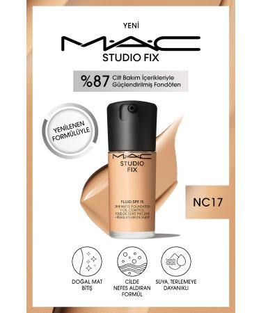 Mac 24 Hour Lasting Matte Foundation - Studio Fix Fluid Spf15 - Color: Nc17 - 30ml